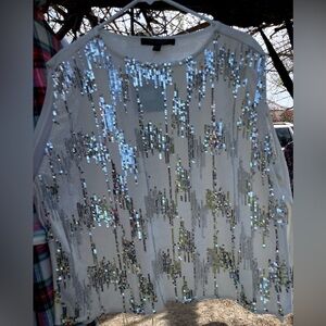 Marc New York White Top with Silver Sequins